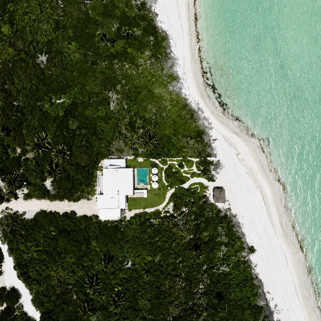 Vista aérea de Casa Sisal, terreno frente al mar en Sisal, Yucatán